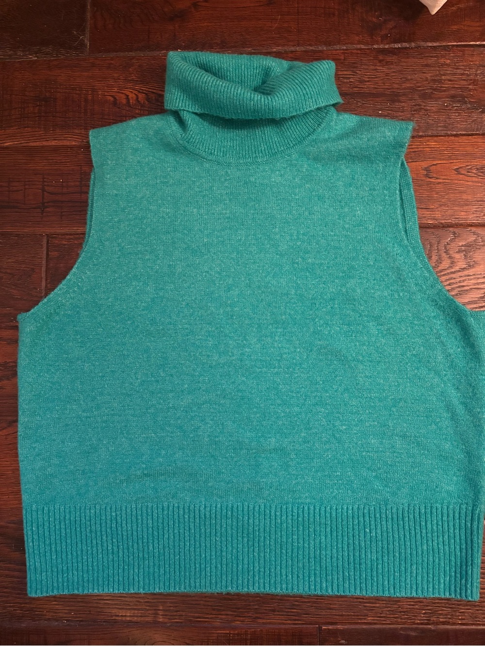 Talbots Teal Ribbed Turtleneck Sleeveless Sweater Tank / Top